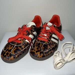 adidas Leopard Print Sneakers with Red Accents